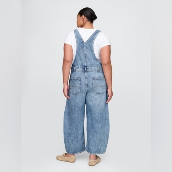 Gap UltraSoft Denim Horseshoe Overalls Medium Indigo NWT - Picture 6 of 7